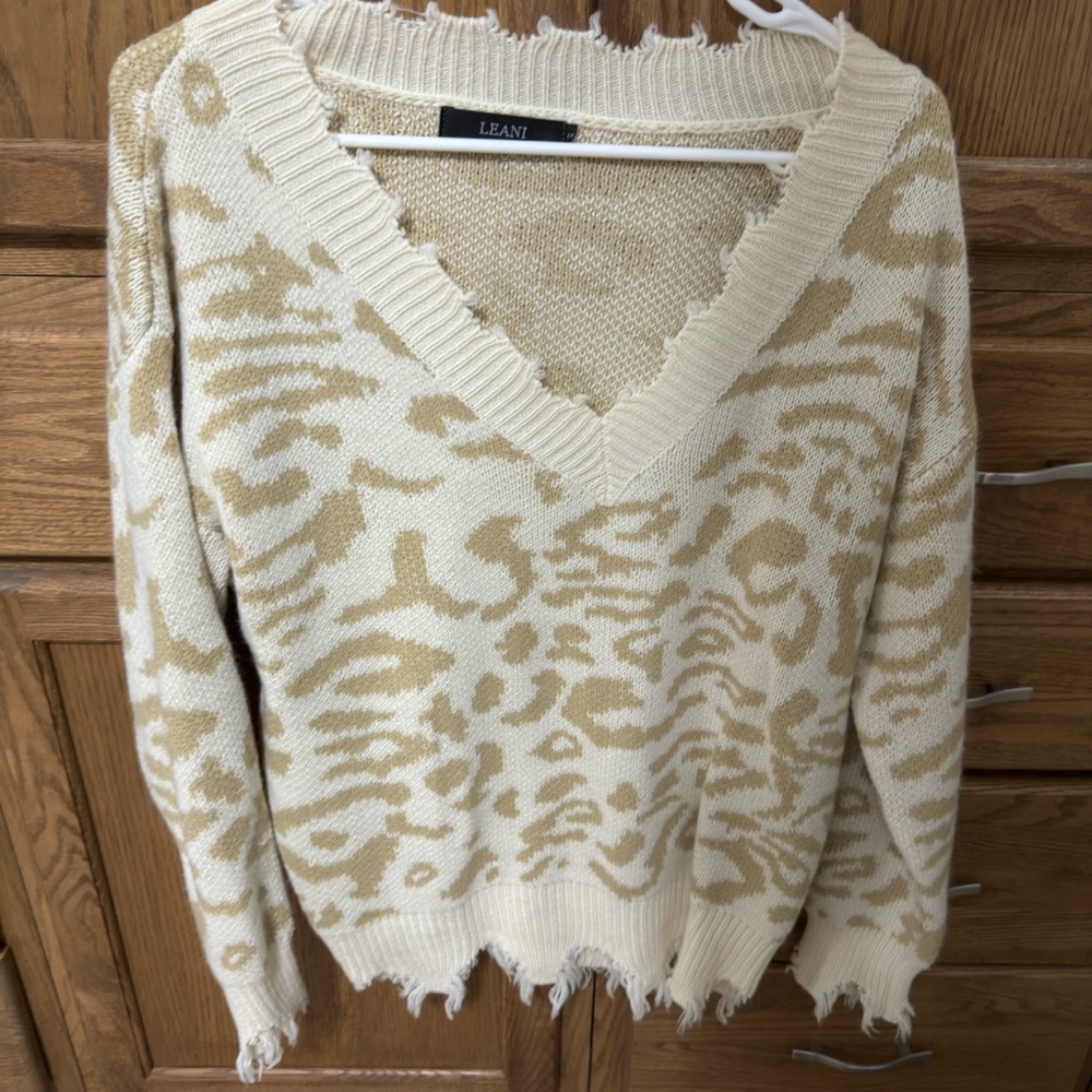 Cream and tan leopard sweater